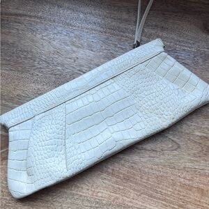 Elegant Alfani Learher Cream Crocodile-Embossed Clutch